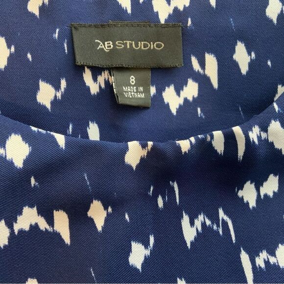 Ab Studio Sleeveles Sheath Dress Womens Size 8 Blue Knit Banded Hem Knee Length - Picture 6 of 9